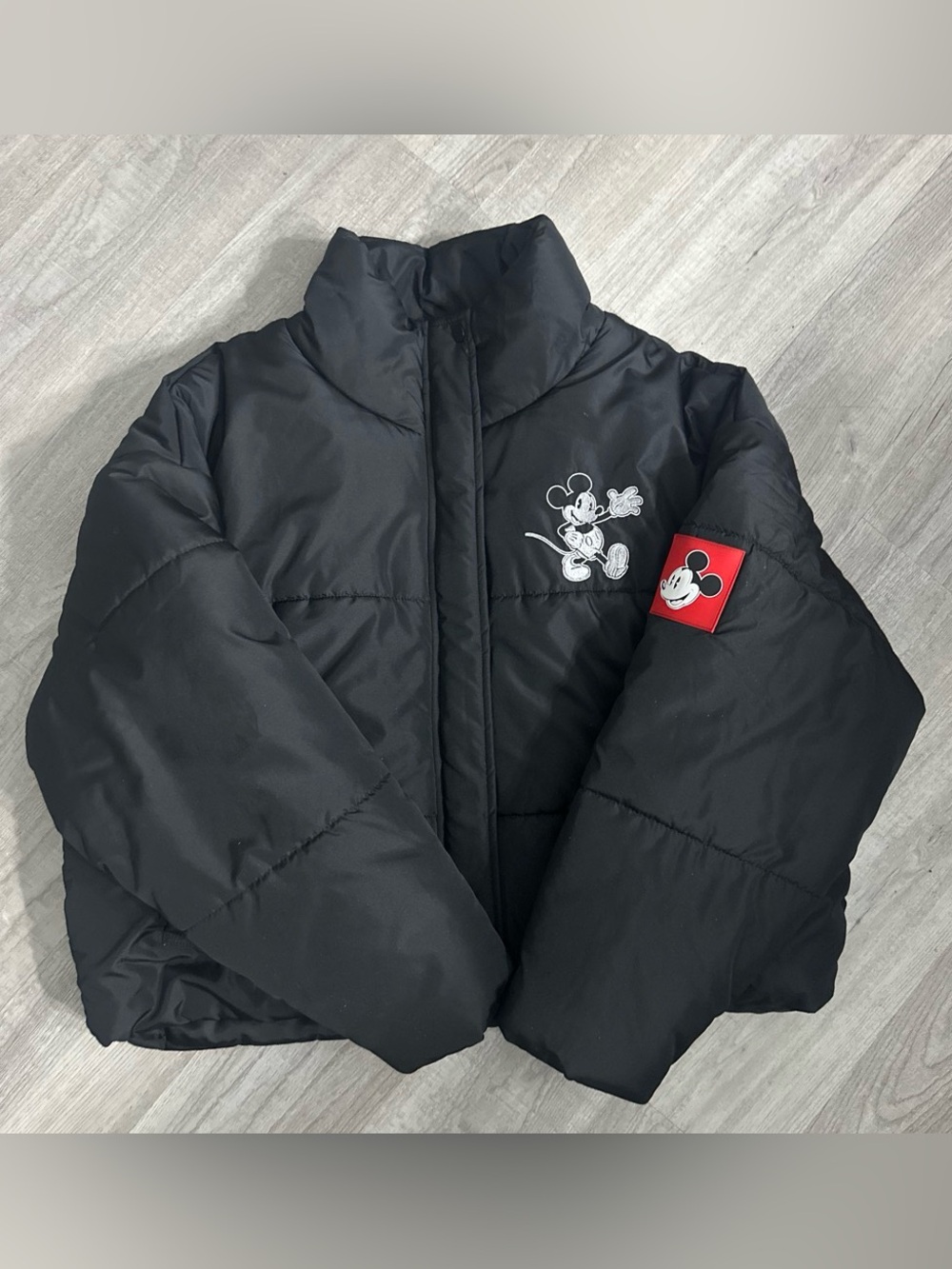 Black Mickey Mouse Puffer Jacket